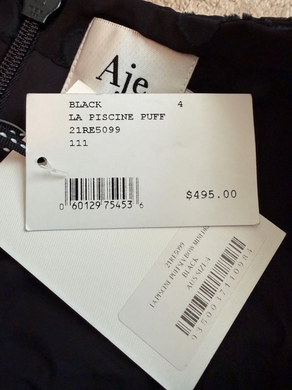 AJE La Piscine NWT Dotted Chiffon Puff Sleeve Bow Back Mini Dress Size 4 US Sz 0 - Picture 10 of 16